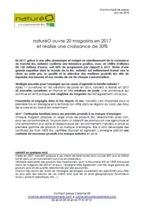 Catalogue produits bio COMMUNIQUE DE PRESSE : Bilan 2017 