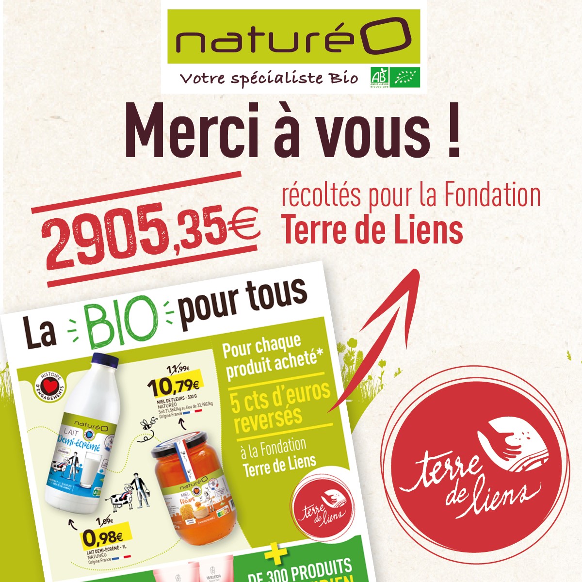 Lait en poudre écrémé bio - Grandeur Nature - 300 g